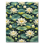 Ethereal White Lotus Dark Pond Rug