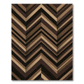 Modern Bronze Geometric Chevron Stripe Rug