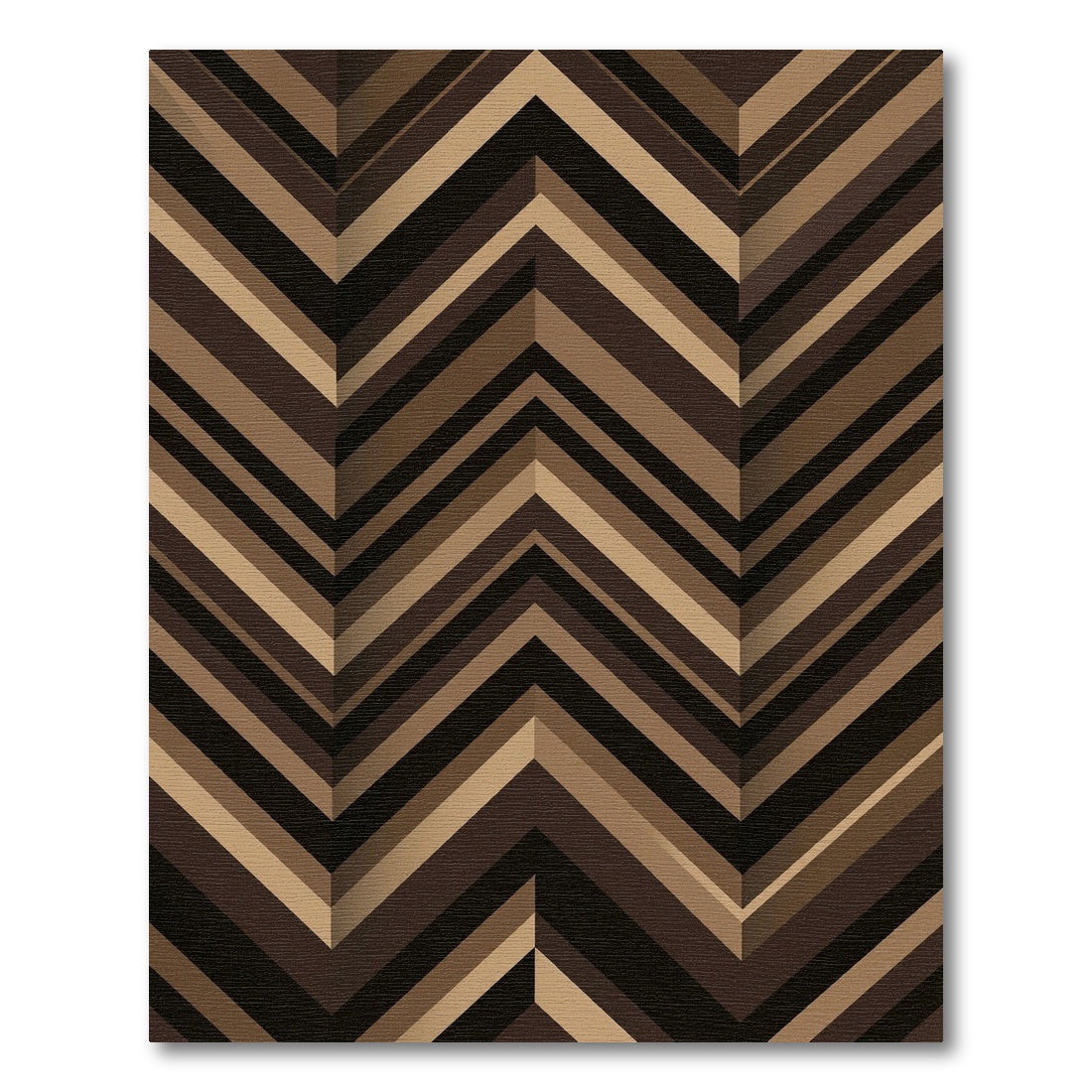 Modern Bronze Geometric Chevron Stripe Rug