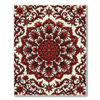 Crimson Floral Medallion with Ornate Scrollwork Rug