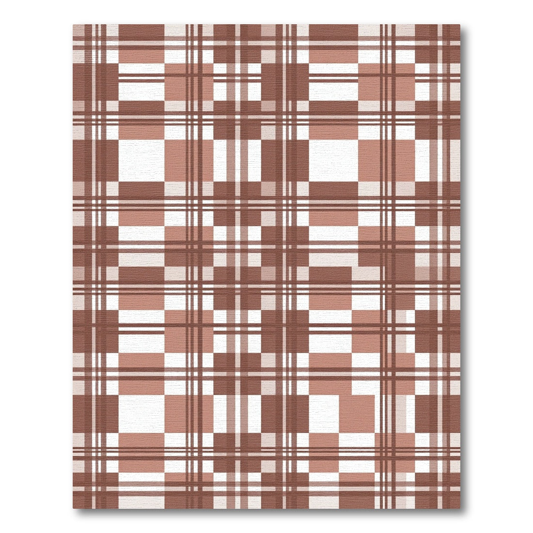 Modern Terracotta Brown Plaid Grid Rug