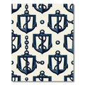 Navy Nautical Shield Anchor Grid Rug