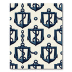 Navy Nautical Shield Anchor Grid Rug