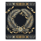 Elegant Gold Palm Frond Floral Frame Rug