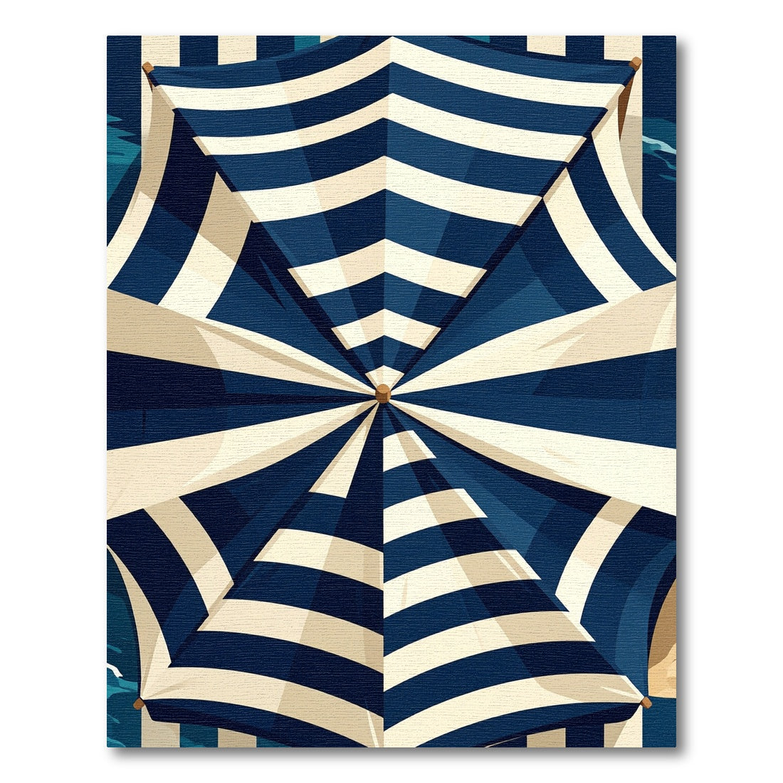 Navy and Cream Nautical Striped Umbrella Rug