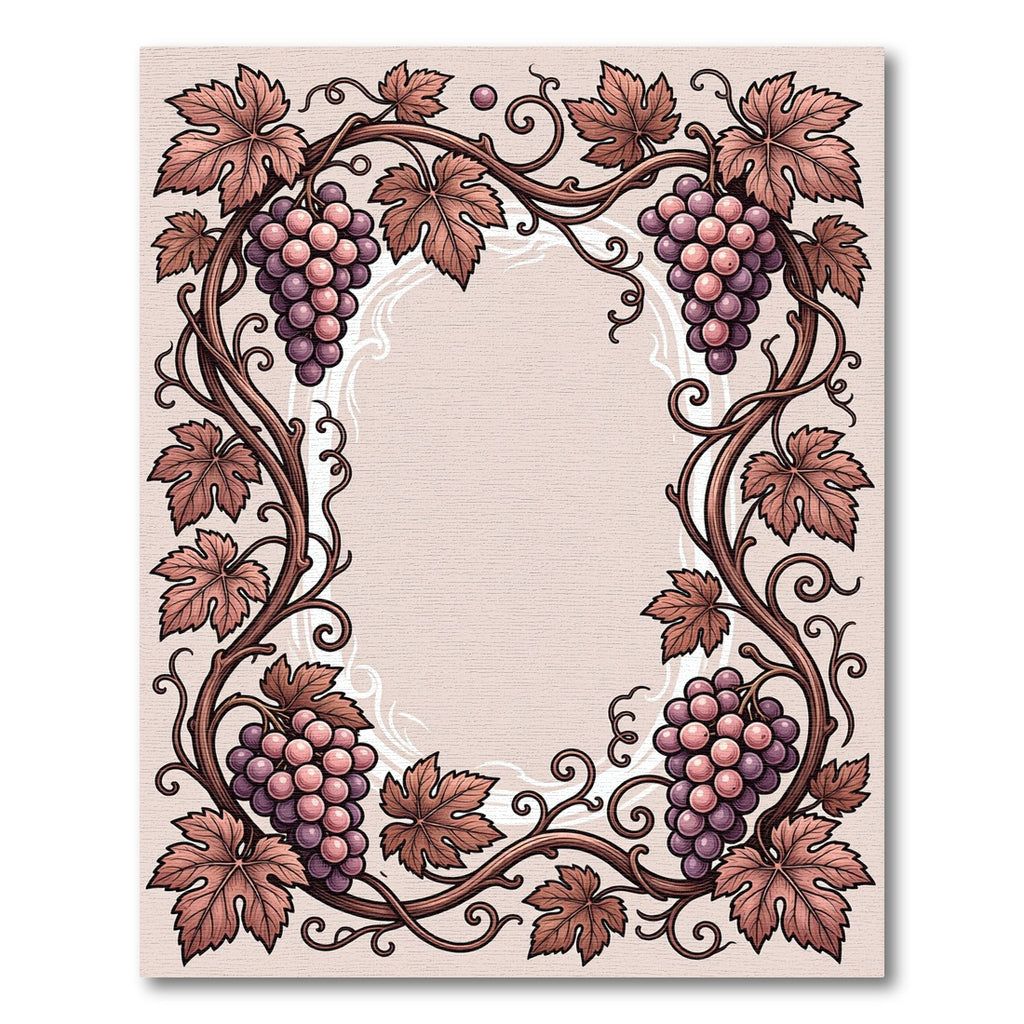 Ornate Brown Grape Vine Border Rug