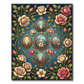 Vintage Rose Floral Bird Egg Art Rug