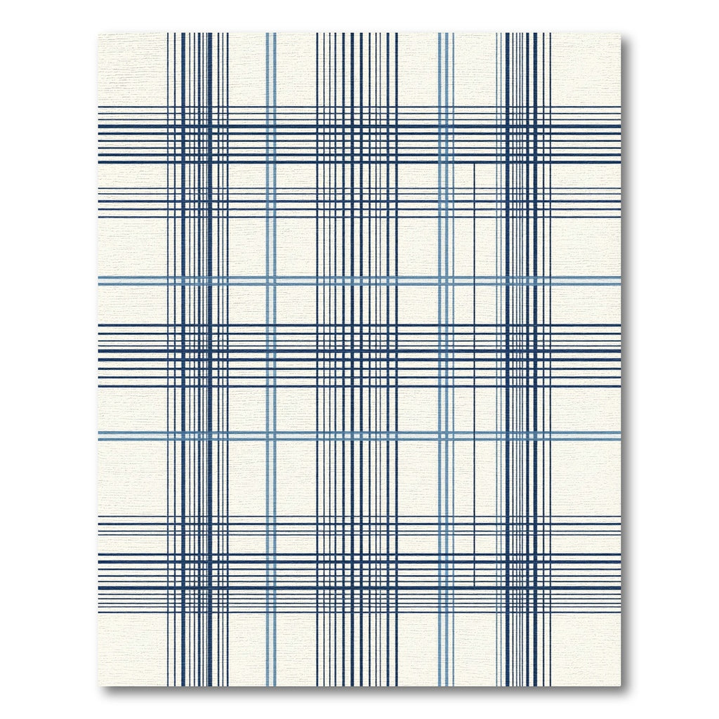 Classic Navy Blue Grid Tartan Rug