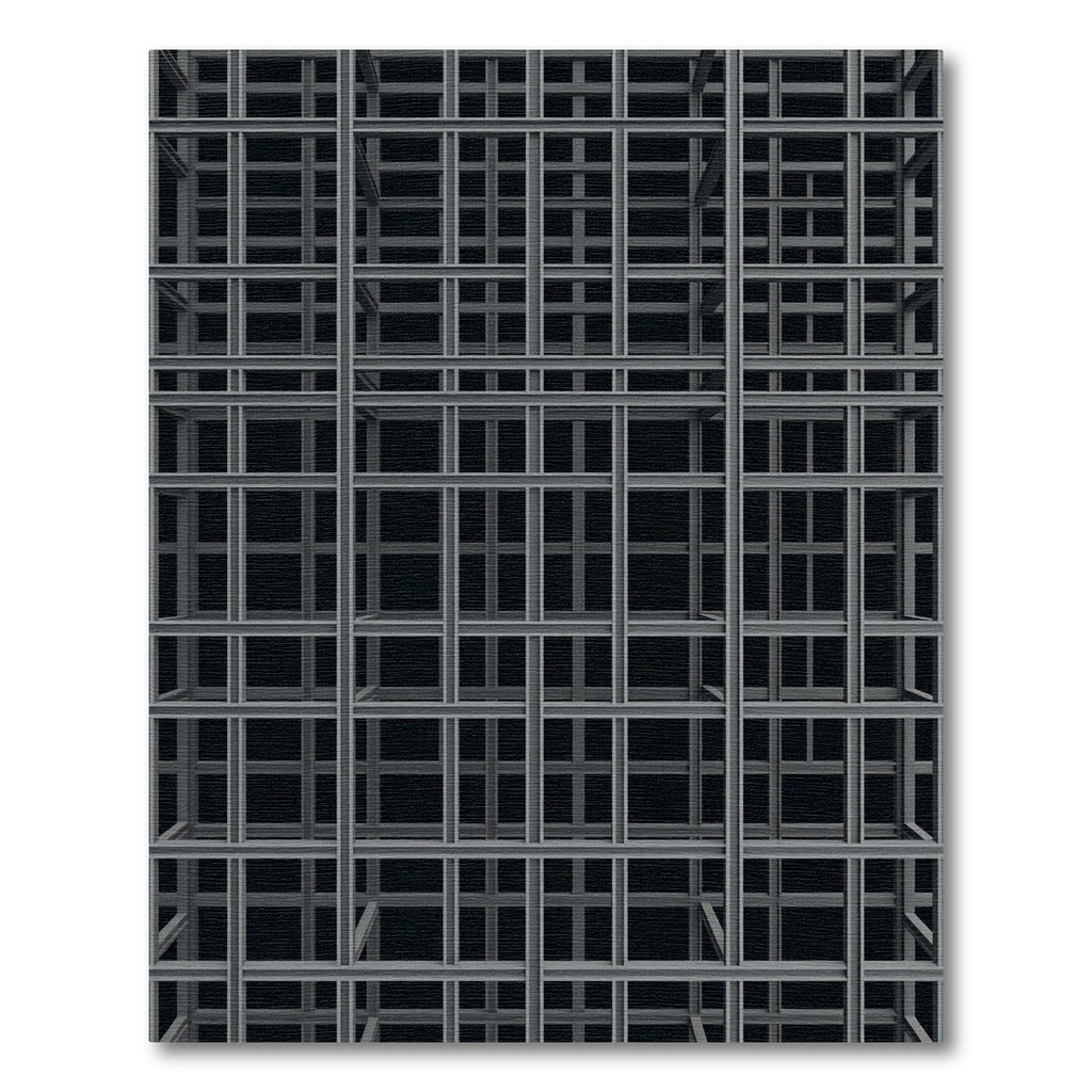 Gray Metal Lattice Grid Abstract Rug