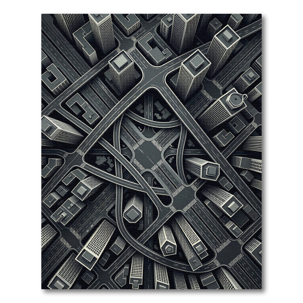 Monochrome Urban Cityscape Highway Overpass Rug