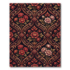 Rich Red Floral Damask Ornament Rug