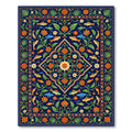 Vibrant Navy Floral Koi Medallion Rug