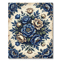 Classic Blue Cream Rose Bouquet Rug