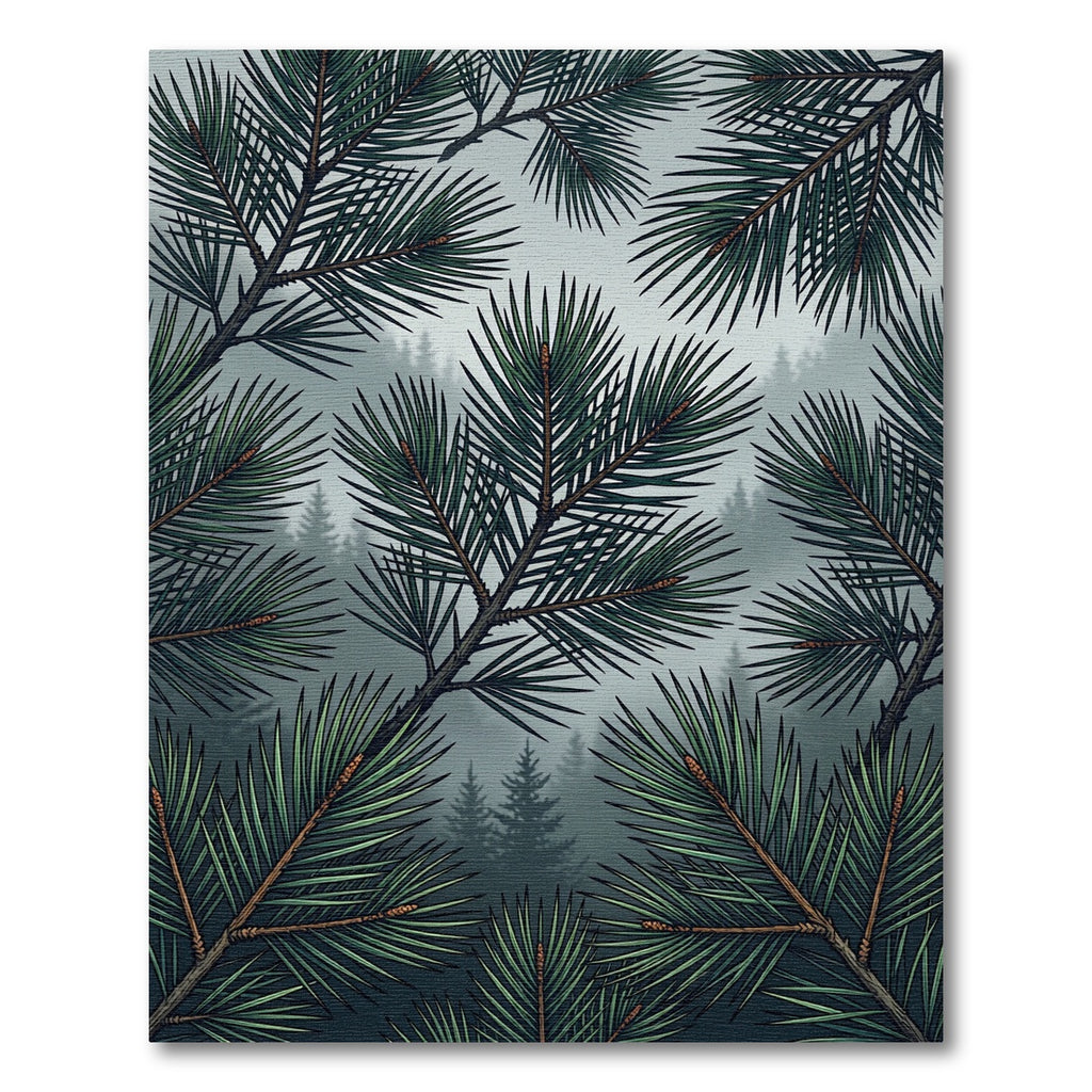 Misty Forest Pine Needle Border Rug
