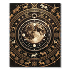 Celestial Lunar Gold Zodiac Circle Rug