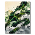 Emerald Abstract Ink Brush Stroke Swirl Rug