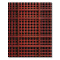 Crimson Grid Geometric Squares Rug