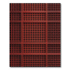 Crimson Grid Geometric Squares Rug
