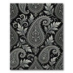 Black Silver Elaborate Paisley Swirl Rug