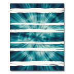 Teal Sunburst Abstract Horizontal Stripe Rug