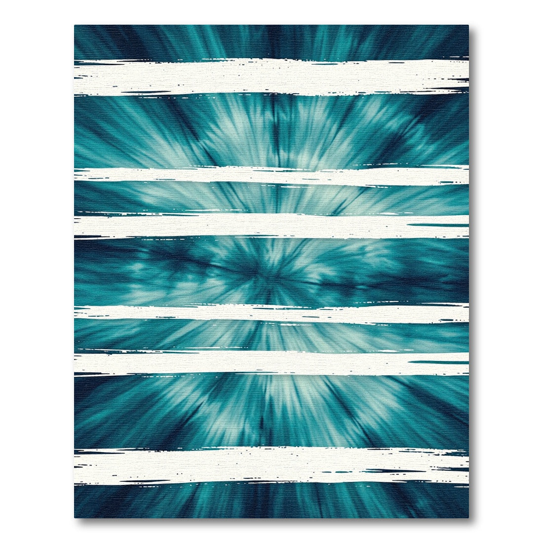 Teal Sunburst Abstract Horizontal Stripe Rug