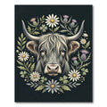 Highland Bull Floral Meadow Wall Art Rug