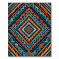 Bold Teal Orange Geometric Diamond Rug