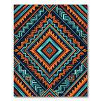 Bold Teal Orange Geometric Diamond Rug