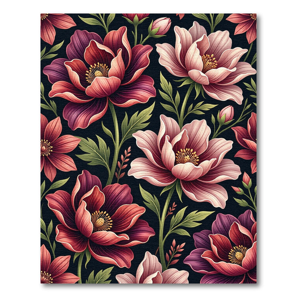 Moody Burgundy and Blush Botanical Floral Rug