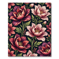 Moody Burgundy and Blush Botanical Floral Rug
