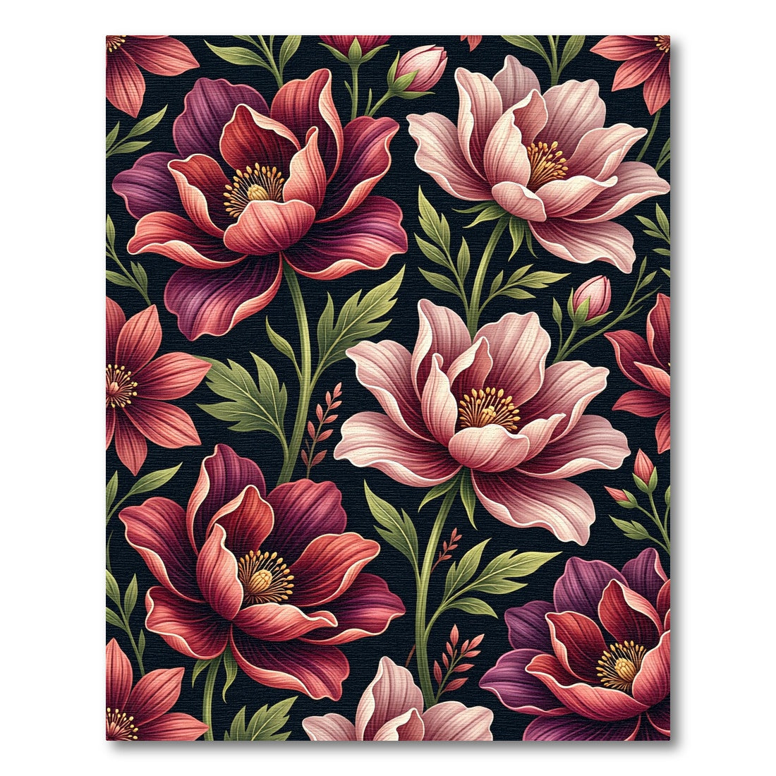 Moody Burgundy and Blush Botanical Floral Rug