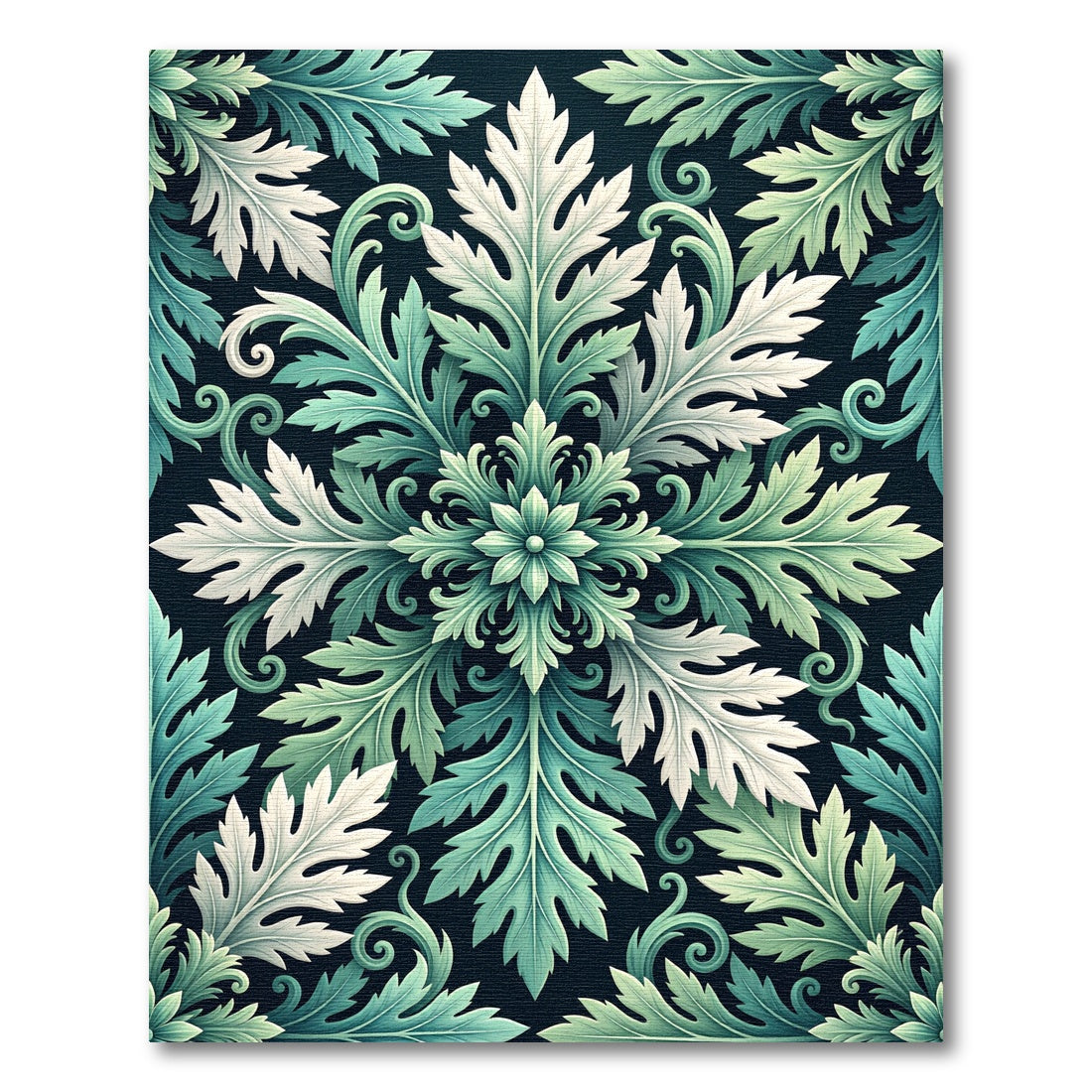 Verdant Aqua Acanthus Scroll Rug