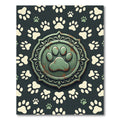 Rustic Green Paw Emblem Medallion Rug