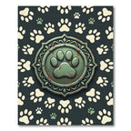 Rustic Green Paw Emblem Medallion Rug