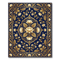 Golden Lotus Floral Royal Blue Medallion Rug
