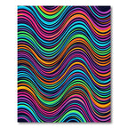 Vibrant Multi-Colored Wavy Rainbow Lines Rug