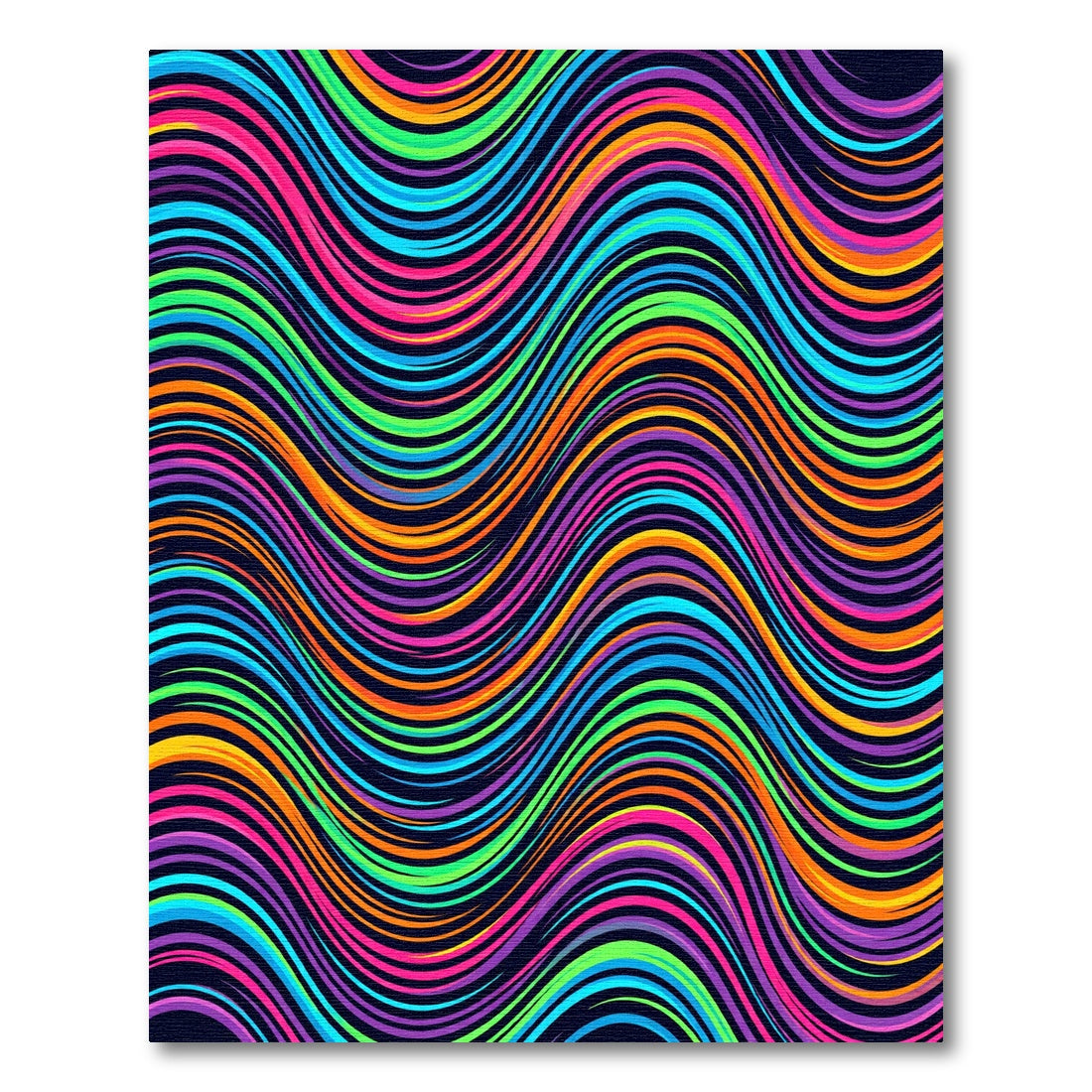 Vibrant Multi-Colored Wavy Rainbow Lines Rug
