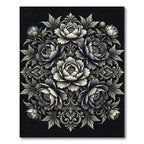 Monochromatic Floral Scroll Mandala Rug