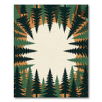 Evergreen Forest Canopy Earth Tone Border Rug