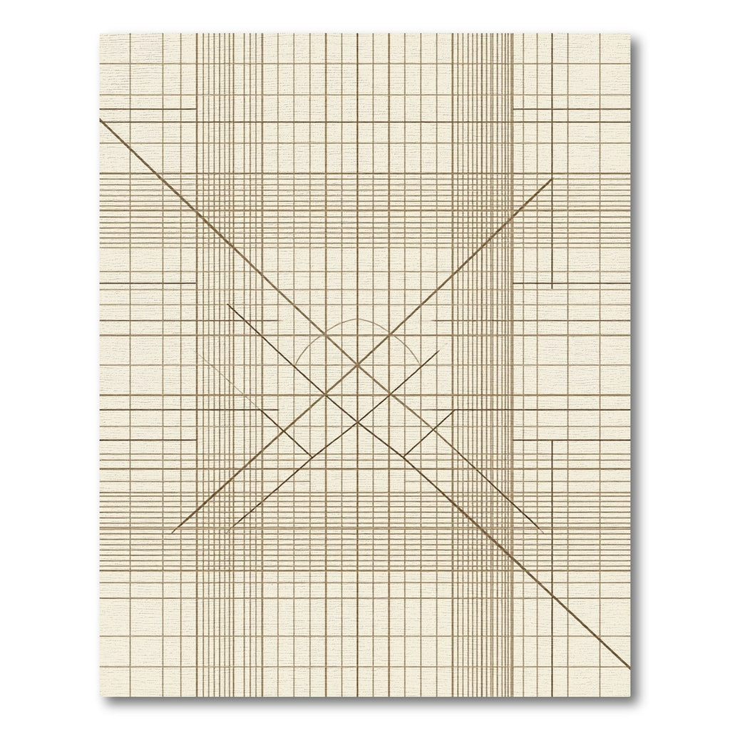 Minimalist Beige Linear Geometric Grid Rug