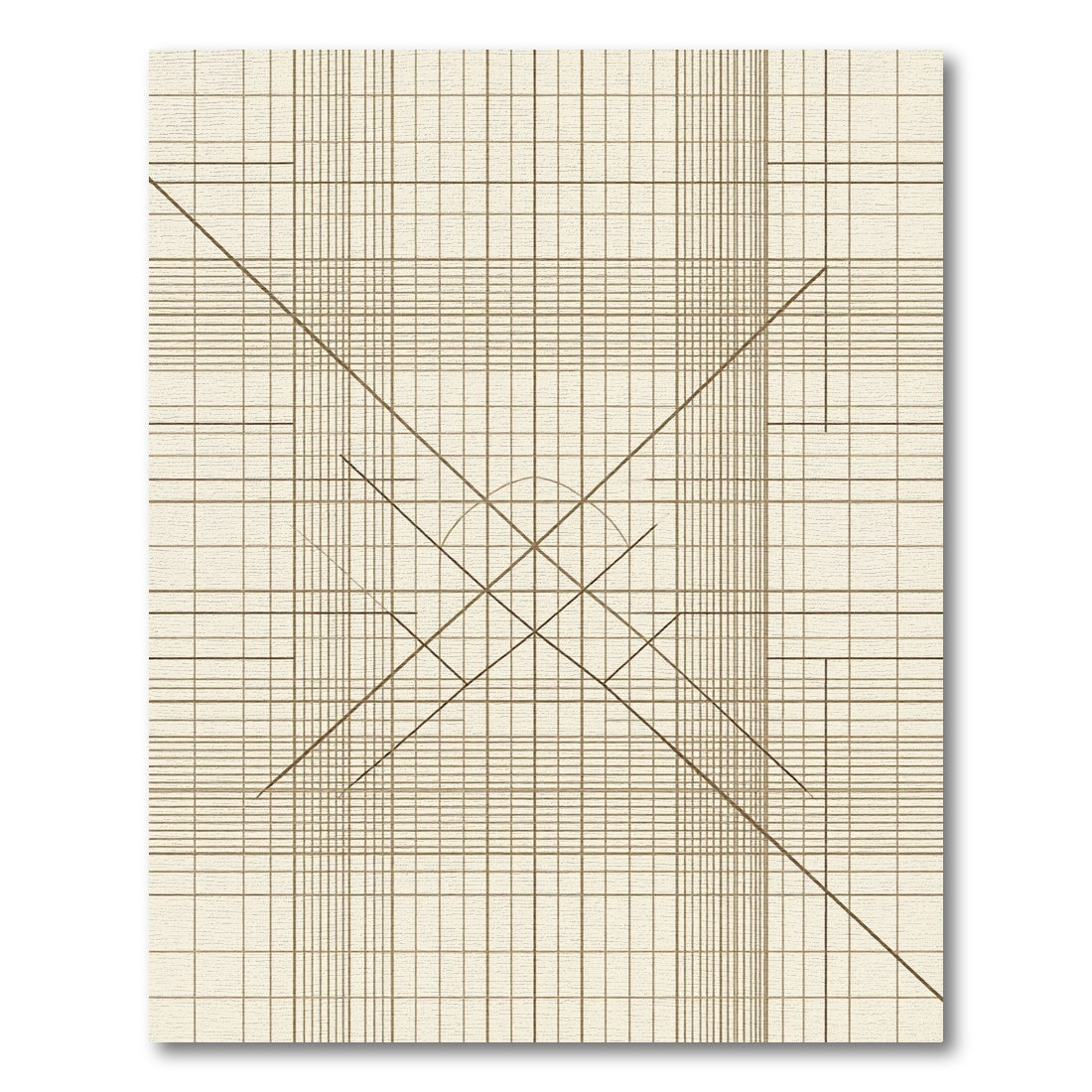 Minimalist Beige Linear Geometric Grid Rug