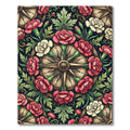 Vintage Crimson Floral Compass Medallion Rug