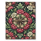 Vintage Crimson Floral Compass Medallion Rug