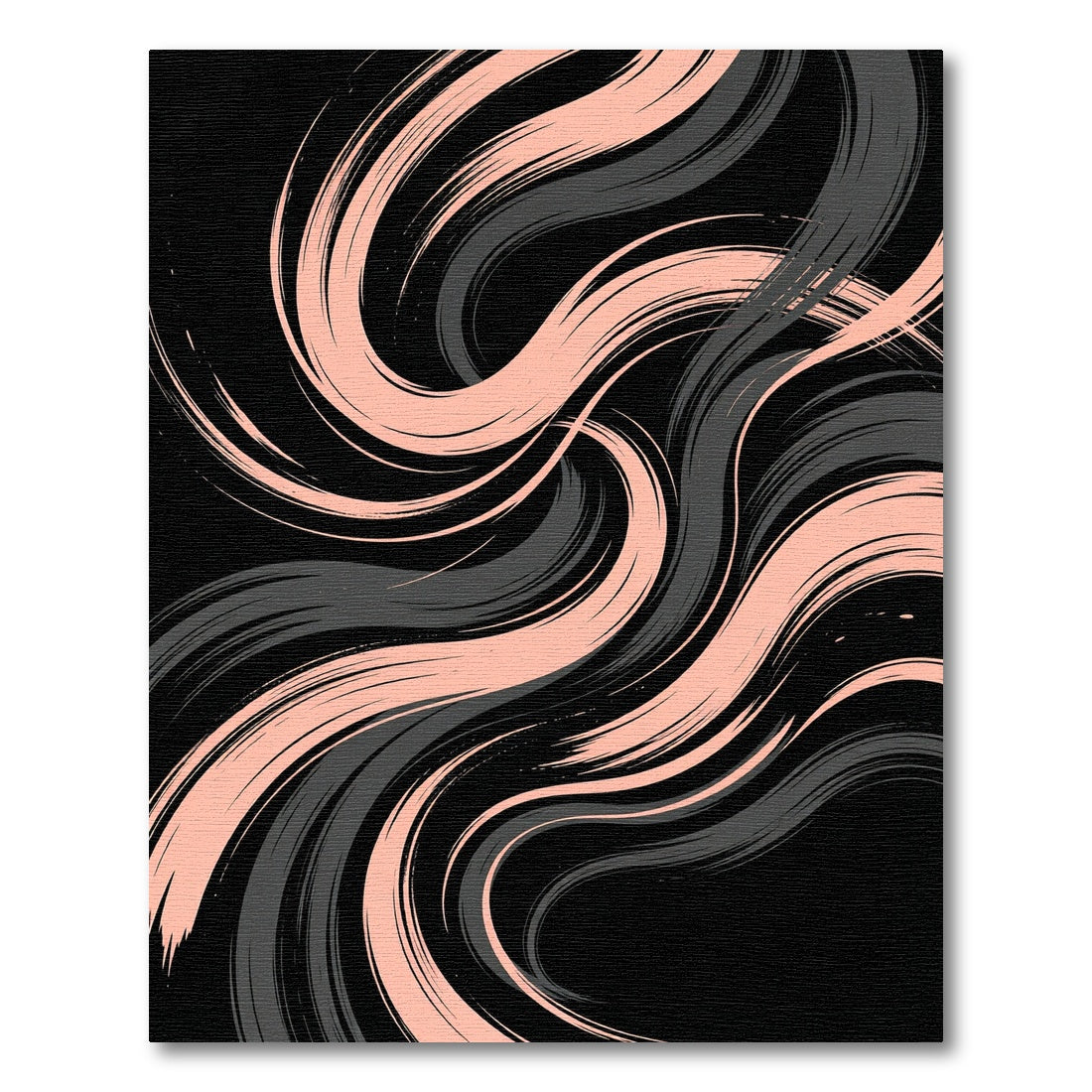Abstract Pink and Charcoal Swirling Waves Rug