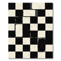 Black White Distressed Checkerboard Splatter Rug
