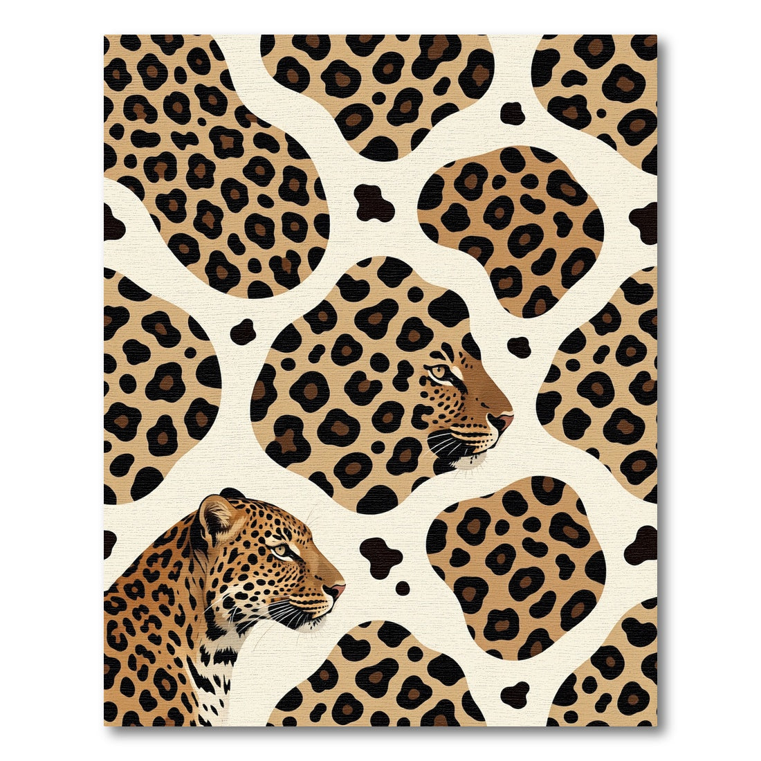 Artistic Leopard Portrait Gold Ochre Rug