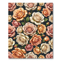 Vintage Cream Peach Rose Garden Rug