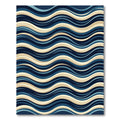 Navy Blue Cream Wavy Stripe Rug