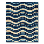 Navy Blue Cream Wavy Stripe Rug