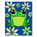 Whimsical Green Frog Flower Garden Rug